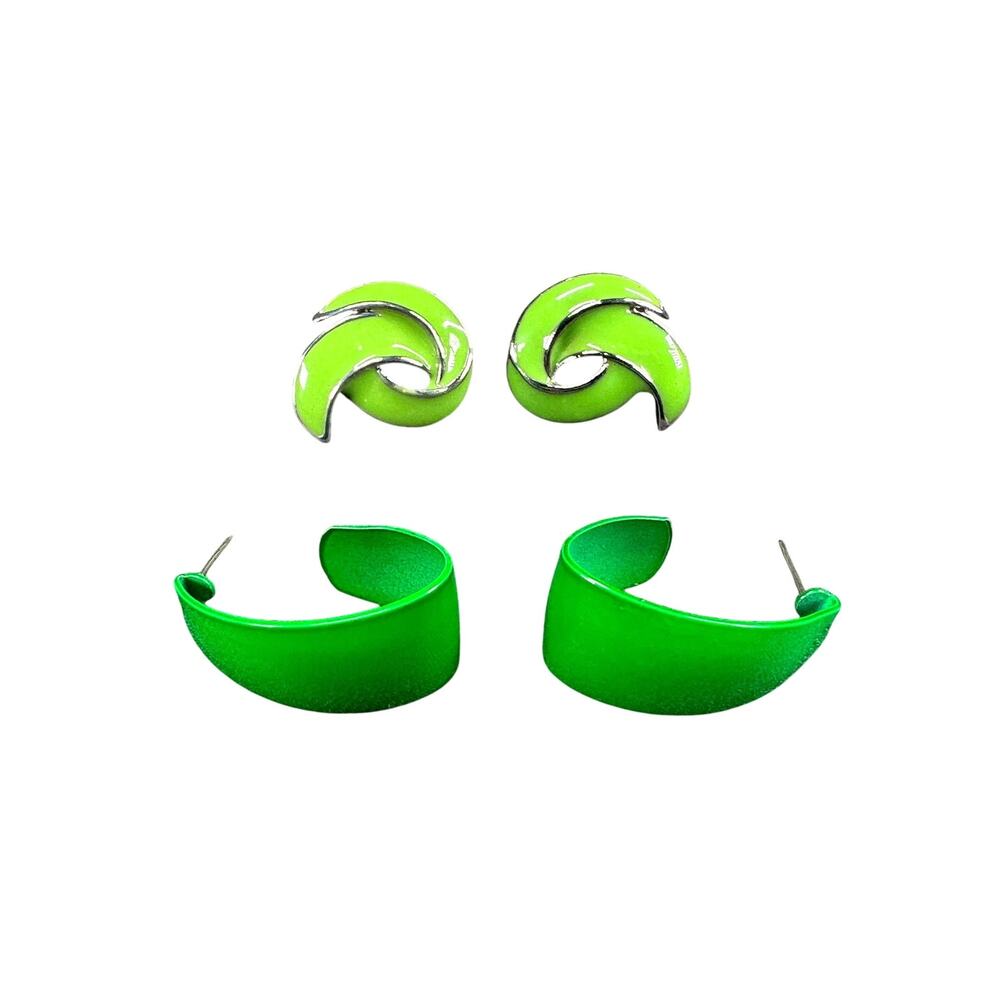 Vintage Halloween Green Double Pierced Earring Set